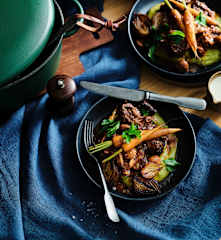 Short rib "bourguignon" with spinach polenta