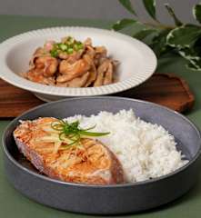 Three-in-One Steamed Fish with Ginger Scallion and Miso Chicken with Mushrooms