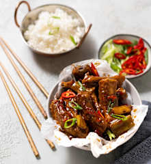 Chinese steamed ribs with garlic sauce