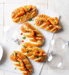 Brioches con langostinos