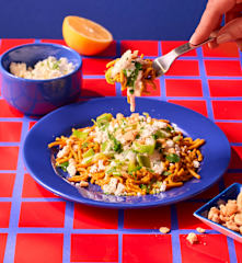 Süßkartoffel-Spätzle mit Porree-Sauce und Schafskäse