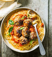 Polpette à l'italienne, sauce tomate et spaghetti