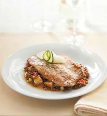 Trucha con ensalada de lentejas y naranja