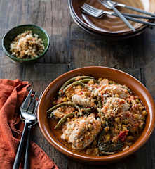 Herb-salted chicken and chickpea casserole