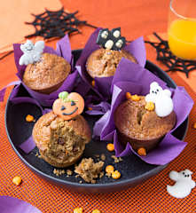 Muffins de calabaza y manzana con copos de avena