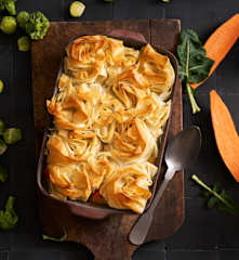 Guisado de peru com crosta filo