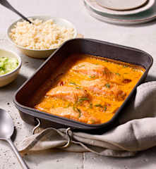Lachs-Gratin mit Reis