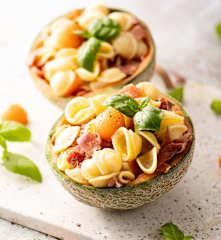 Pasta con melón y jamón