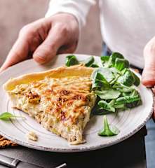 Tarte au poireau, thon et moutarde