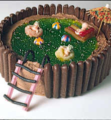 Swimming pool celebration cake