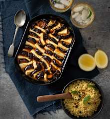 Harissa eggplant, tomato and halloumi