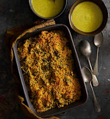 Bacalhau com espinafres e cenoura e Creme de curgete e cenoura