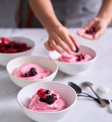 Sorbet e espuma de frutas vermelhas