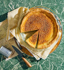 Traditional baked melktert (milk tart)