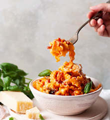 Risottata Mafaldine avec sauce crémeuse aux champignons et à la tomate