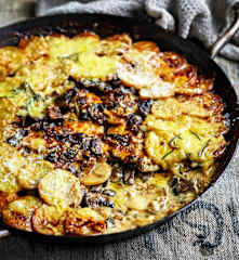 Potato and mushroom gratin