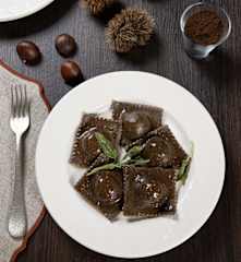 Ravioli di castagne zucca e caffè