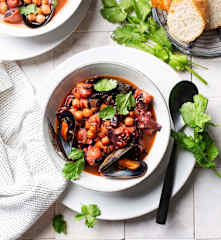 Kikkererwtenstoofpot met Octopus en Mosselen