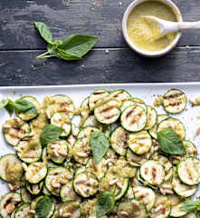 Zucchine grigliate con condimento limone e basilico