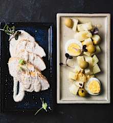 Tonnato de pavo con ensalada tibia de patata