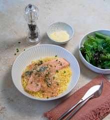 Creamy spinach salmon with couscous