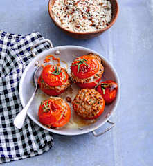 Tomates farcies à la coriandre et riz sauvage