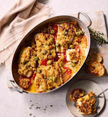 Fischfilet mit Oliven-Käse-Kruste